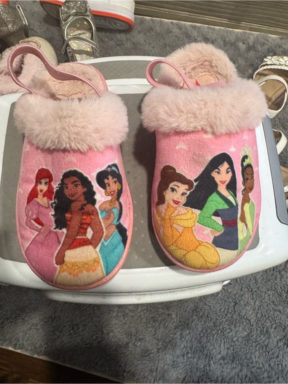 Disney Pink Girls' Princess Plush Slippers